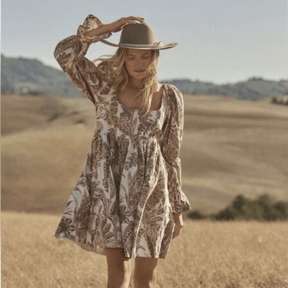 Anthropologie Pilcro Square-Neck Corduroy Babydoll Mini Dress - Picture 1 of 10